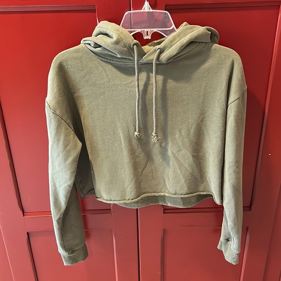 Me to We Olive Green Cropped Hoodie - Picture 1 of 5